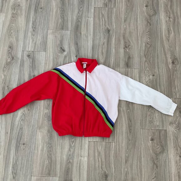 Vtg USA Sport Club Jacket Large Soft Shell Color Block Track Suit Coat USA Made - Picture 3 of 9